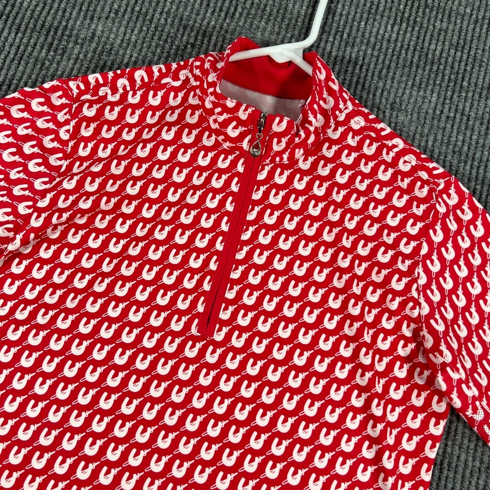 SanSoleil Pullover Shirt Womens Small Red Long Sleeve Geometric 1/4 Zip Active